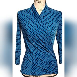 Vince Camuto Blue Black Blouse